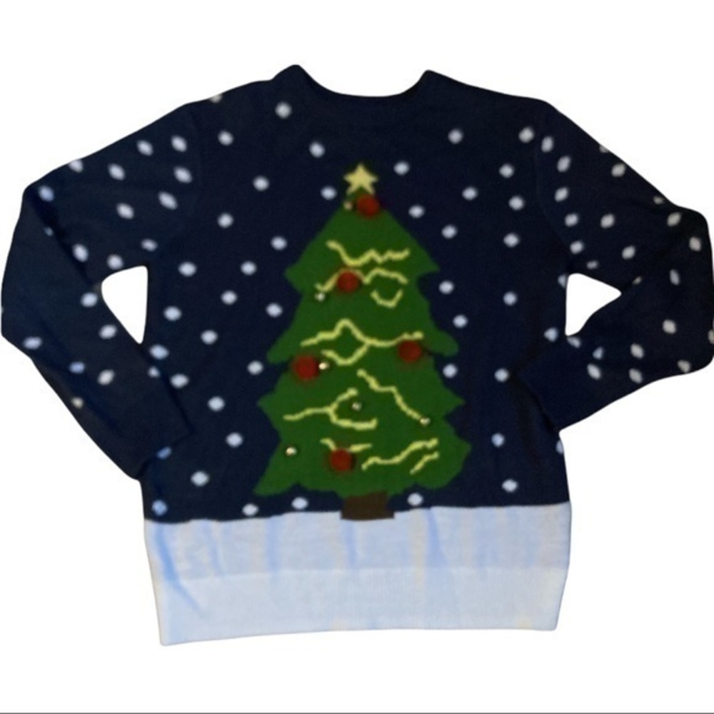 Divided size medium long sleeve sweater soft Christmas tree jingle bells
